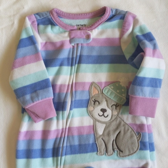 carter's 2-pack bundle fleece zipper footie sleeper pajamas 3 months baby girl - Picture 5 of 6